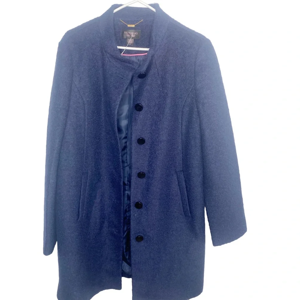 Victoria’s Secret navy blue boucle dress coat trench coat - Picture 3 of 7